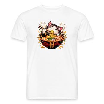 Süße Ramen-Katze – Kawaii Nudel-Liebe - Männer T-Shirt - Weiß - Vorne - AI Model Male 178 dark (178cm)