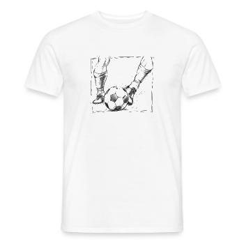 Soccer Ball Kick – Football Bleistiftzeichnung - Männer T-Shirt - Weiß - Vorne - AI Model Male 178 dark (178cm)