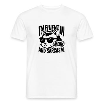 Miau und Sarkasmus Katze mit Sonnenbrille Lustig - Männer T-Shirt - Weiß - Vorne - AI Model Male 178 dark (178cm)