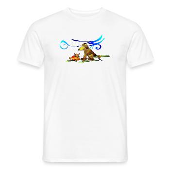 Hund und Katze im blauen Gras - Männer T-Shirt - Weiß - Vorne - AI Model Male 178 dark (178cm)