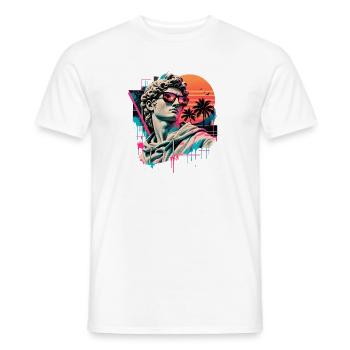 David in Neon Sunset Retrowave - Männer T-Shirt - Weiß - Vorne - AI Model Male 178 dark (178cm)