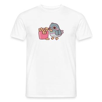 Niedliche Taube isst Pommes frites - Männer T-Shirt - Weiß - Vorne - AI Model Male 178 dark (178cm)