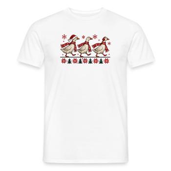 Weihnachtsgänse-festliches Winter-Strickdesign - Männer T-Shirt - Weiß - Vorne - AI Model Male 178 dark (178cm)