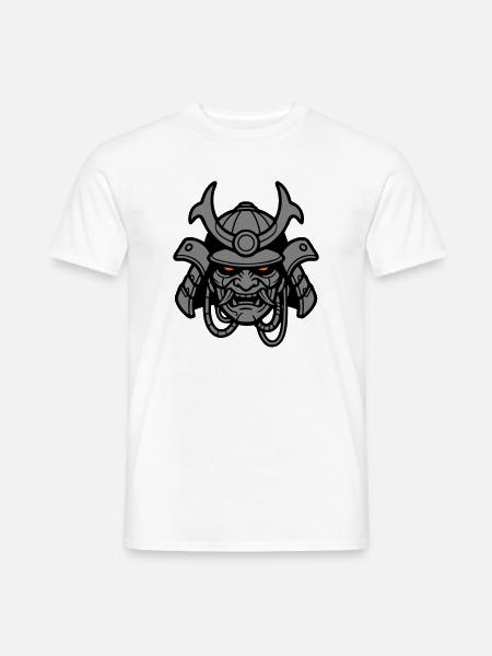 Cyber Samurai Helm Logo - Männer T-Shirt - Weiß