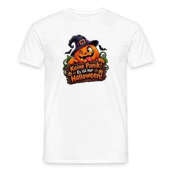Keine Panik Halloween Kürbis Motiv - Männer T-Shirt - Weiß - Vorne - AI Model Male 178 dark (178cm)