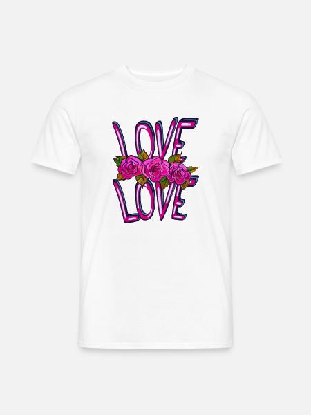 Neon Rosen Love: Leuchtende Blüten - Männer T-Shirt - Weiß