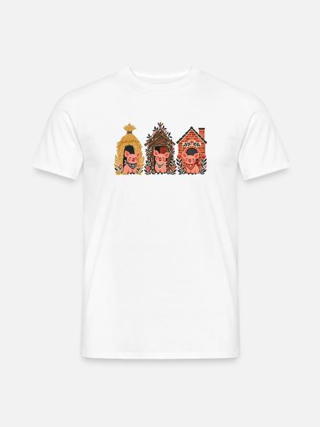 Drei Schweinchen Häusertrio - Männer T-Shirt - Weiß