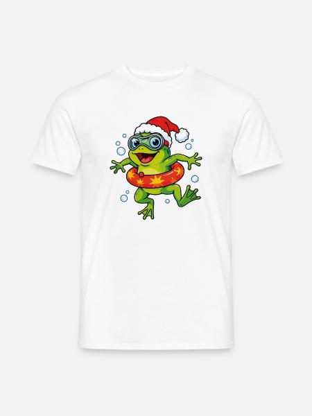 Weihnachtsfrosch mit Schwimmring - Männer T-Shirt - Weiß
