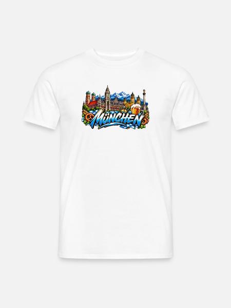 München Collage Bier Skyline König - Männer T-Shirt - Weiß