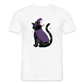 Magische Halloween Katze als Hexe - Bunt - Männer T-Shirt - Weiß - Vorne - AI Model Male 178 dark (178cm)