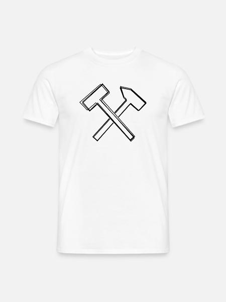 Schlägel und Eisen handgezeichnet - Männer T-Shirt - Weiß