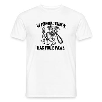 Mein Personal Trainer hat Four Paws – lustiger Hund - Männer T-Shirt - Weiß - Vorne - AI Model Male 178 dark (178cm)