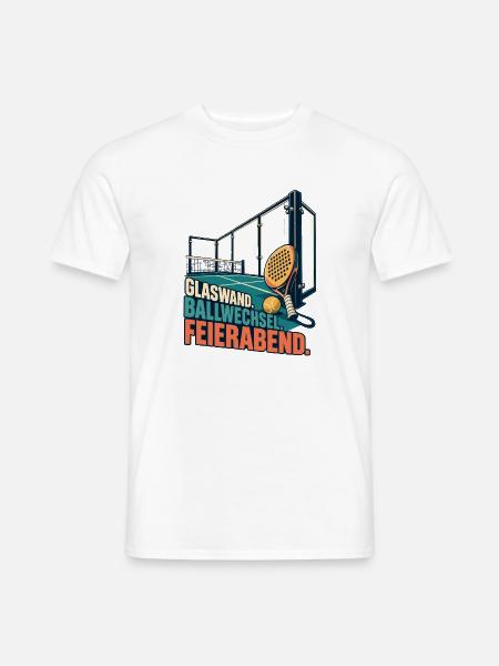 Feierabend Paddel-Tennis Glaswand - Männer T-Shirt - Weiß