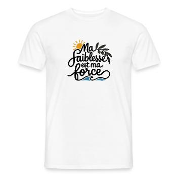 Meine Schwäche ist meine Stärke - Männer T-Shirt - Weiß - Vorne - AI Model Male 178 dark (178cm)