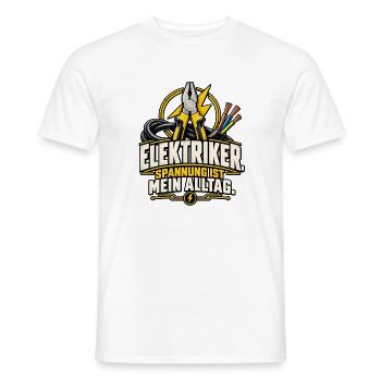 Elektriker – Spannung ist mein Alltag - Männer T-Shirt - Weiß - Vorne - AI Model Male 178 dark (178cm)