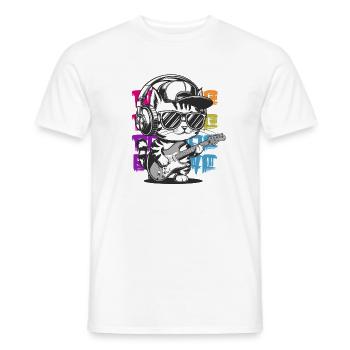  Coole Rocker Katze mit E Gitarre Graffiti Style - Männer T-Shirt - Weiß - Vorne - AI Model Male 178 dark (178cm)