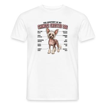 Anatomie Chinesischer Schopfhund Gassi - Männer T-Shirt - Weiß - Vorne - AI Model Male 178 dark (178cm)