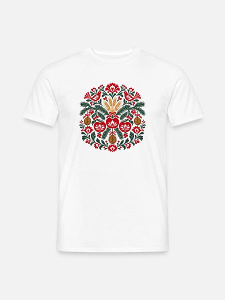 Polnische Volks-Weihnachtsäpfel und Vögel - Männer T-Shirt - Weiß