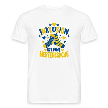 Inklusion ist eine Herzenssache – Down Syndrom - Männer T-Shirt - Weiß - Vorne - AI Model Male 178 dark (178cm)