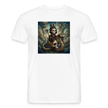 Steampunk-Skelett reitet auf der Schlange - Männer T-Shirt - Weiß - Vorne - AI Model Male 178 dark (178cm)