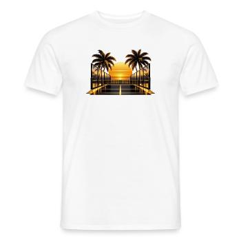 Sonnenuntergang am Palmendeck - Männer T-Shirt - Weiß - Vorne - AI Model Male 178 dark (178cm)