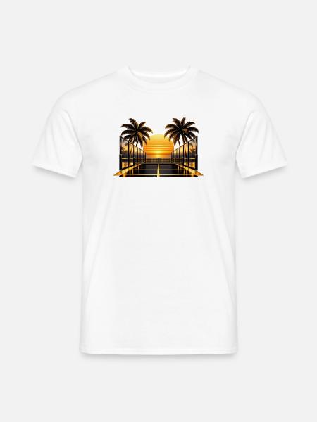 Sonnenuntergang am Palmendeck - Männer T-Shirt - Weiß