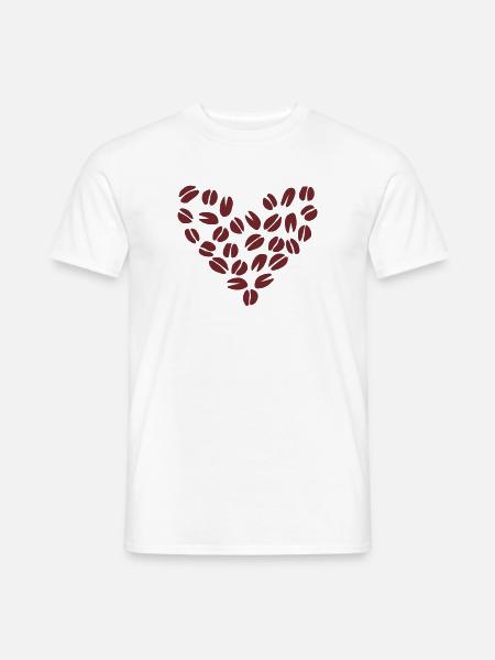 Kaffeebohne Herz - Männer T-Shirt - Weiß