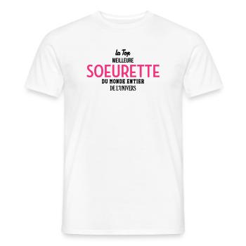Soeur Soeurette Frère Naissance Bébé Sœur - T-shirt homme - blanc - Devant - AI Model Male 178 dark (178cm)