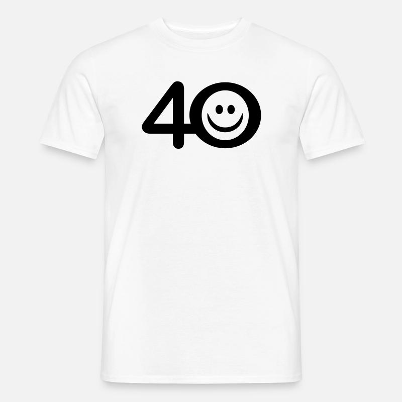 Zum Vierzigsten: 40 mit Lächel-Emoticon - Männer T-Shirt - Weiß