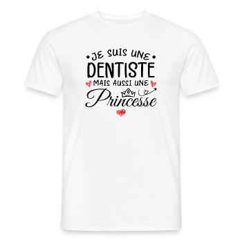 Je Suis Une Dentiste, Mais Aussi Une Princesse - T-shirt homme - blanc - Devant - AI Model Male 178 dark (178cm)
