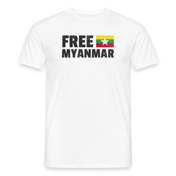 Free Myanmar: Support Myanmar's Freedom - Men's T-Shirt - white - Front - AI Model Male 178 dark (178cm)