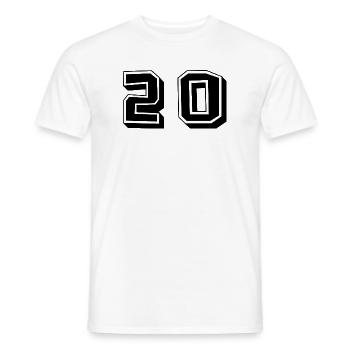 20. 20 ANS. 20e ANNIVERSAIRE. ANNIVERSAIRE 20 ANS. - T-shirt homme - blanc - Devant - AI Model Male 178 dark (178cm)