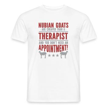 Nubian Goats: Cheaper Than Therapy - Men's T-Shirt - white - Front - AI Model Male 178 dark (178cm)