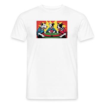 Funny Dogs "Poker" - Men's T-Shirt - white - Front - AI Model Male 178 dark (178cm)