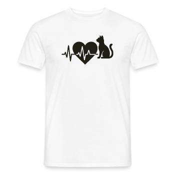Herzschlag und Katzenmotivation - Männer T-Shirt - Weiß - Vorne - AI Model Male 178 dark (178cm)