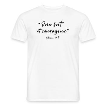 Be strong and courageous (Joshua 1:9) - Men's T-Shirt - white - Front - AI Model Male 178 dark (178cm)