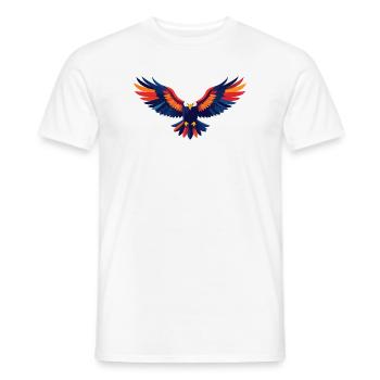 Motif coloré d’aigle volant Ailes déployées d’aigle - T-shirt homme - blanc - Devant - AI Model Male 178 dark (178cm)