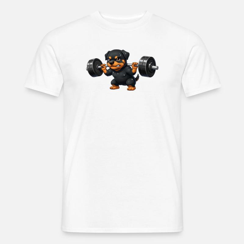 Rottweiler Gewichtheber Barbell Training Workout - Männer T-Shirt - Weiß