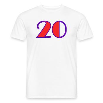 20. 20th ANNIVERSARY. 20 YEARS ANNIVERSARY. 20 YEARS. - Men's T-Shirt - white - Front - AI Model Male 178 dark (178cm)
