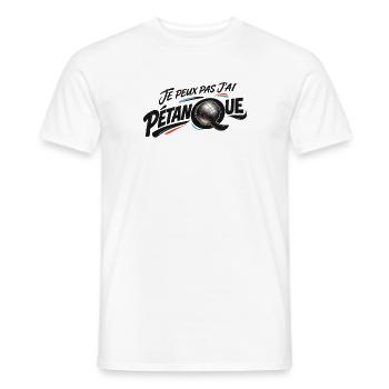 Je peux pas j'ai Pétanque — Design Boule Moderne - T-shirt homme - blanc - Devant - AI Model Male 178 dark (178cm)
