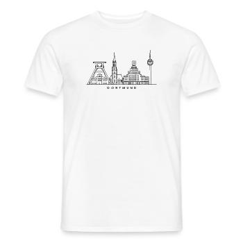 Dortmund Skyline – Line Art - Männer T-Shirt - Weiß - Vorne - AI Model Male 178 dark (178cm)