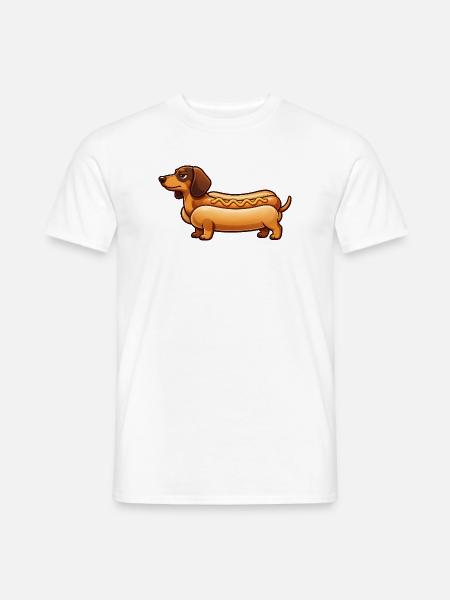 Dackel im Brötchen - Hotdog Dackel Geschenk - Männer T-Shirt - Weiß