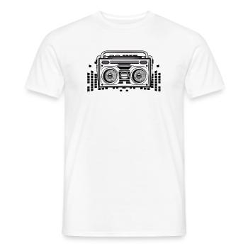 Cassette recorder in 80s stencil look - Men's T-Shirt - white - Front - AI Model Male 178 dark (178cm)