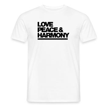 Typo Love Peace Harmony 1C - T-shirt homme - blanc - Devant - AI Model Male 178 dark (178cm)