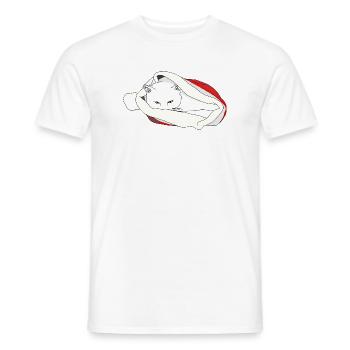 Chat de Noël - T-shirt homme - blanc - Devant - AI Model Male 178 dark (178cm)
