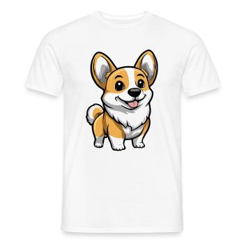 Corgi Dog Comic Cute - Men's T-Shirt - white - Front - AI Model Male 178 dark (178cm)