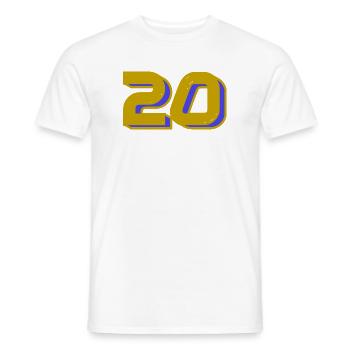 20. 20th ANNIVERSARY. 20 YEARS ANNIVERSARY. 20 YEARS. - Men's T-Shirt - white - Front - AI Model Male 178 dark (178cm)