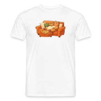 Capybara Sofa Pizza Relaxed Relax Motif - Men's T-Shirt - white - Front - AI Model Male 178 dark (178cm)