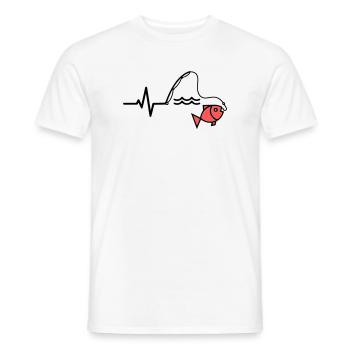 Silhouette du poisson à canne à pêche ECG - T-shirt homme - blanc - Devant - AI Model Male 178 dark (178cm)