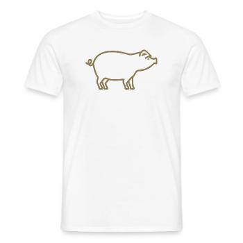 Silhouette de cochon mignonne fermier minimaliste - T-shirt homme - blanc - Devant - AI Model Male 178 dark (178cm)